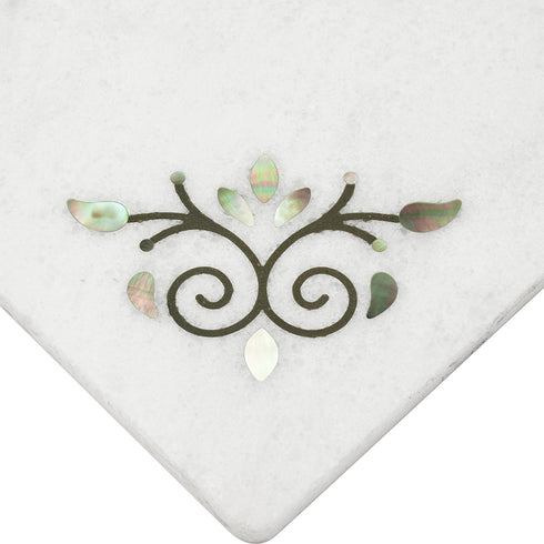White Marble Chopping Board with Mother of Pearl